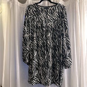 ASOS Zebra print swing dress with balloon sleeves- worn once